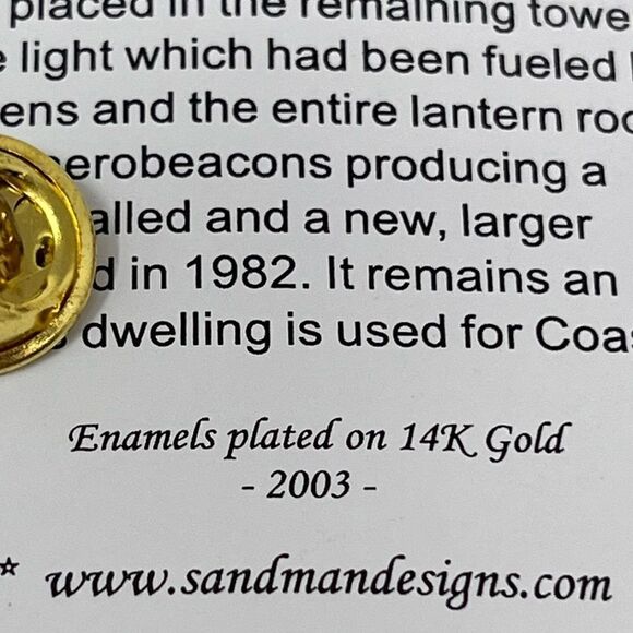 Collectible Enamel plated on 14 K Gold Massachusetts Lighthouse pins 2003 - Picture 14 of 14